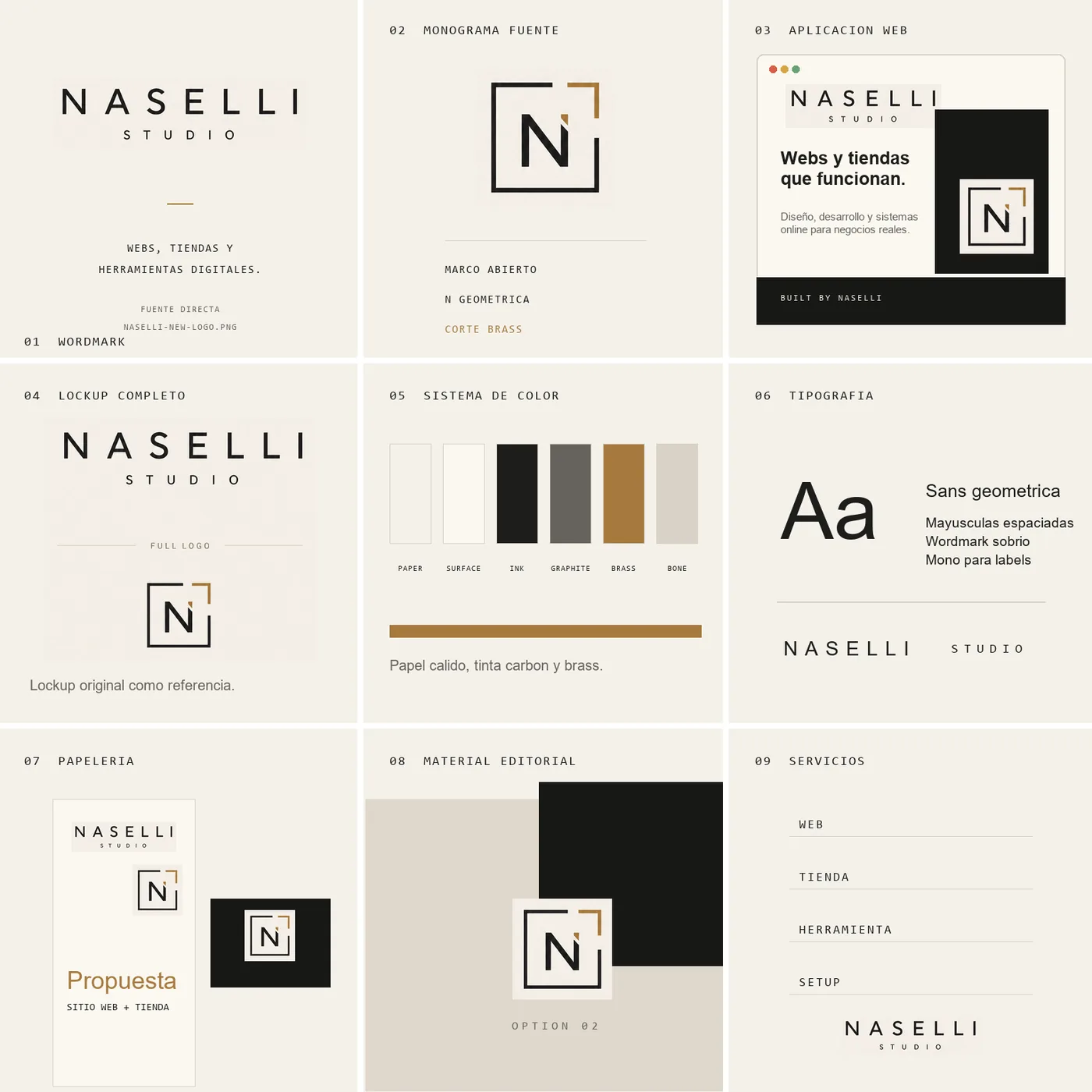 Identidad Naselli Studio · Dirección 01